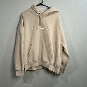 Champion Beige Embroidered Logo Hoodie Sweatshirt 2XL